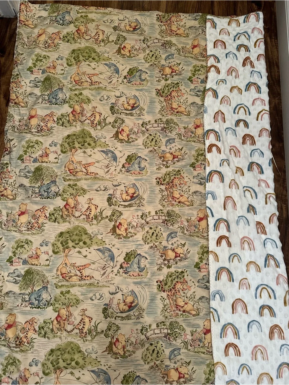 Classic Winnie the Pooh crafted crib blanket